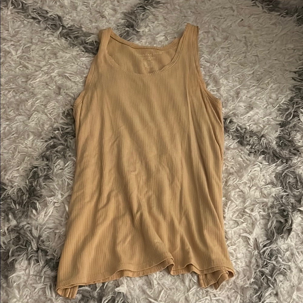 American Eagle Outfitters Tan Cream Fitted Sleeveless Tank Top